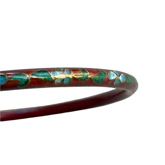 Vintage Cloisonne Red Bangle Bracelet - Picture 8 of 10
